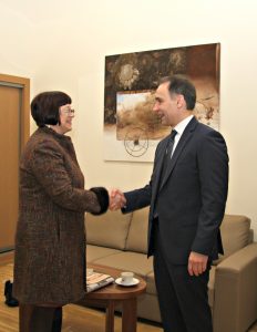 Baiba Rubesa meets with Minister Rokas Masiulis on the Rail Baltica project, Vilnius, Lithuania